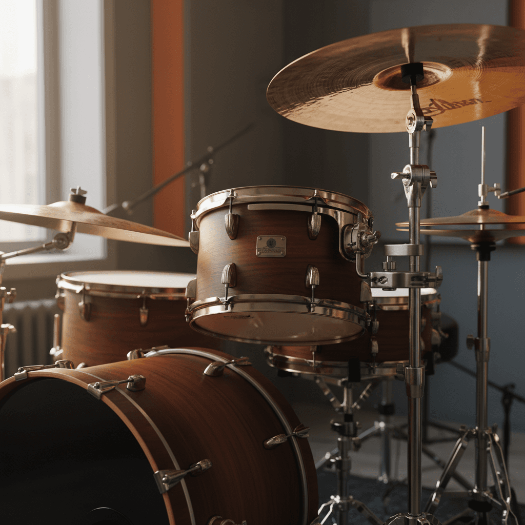 Professional drum kit in the studio