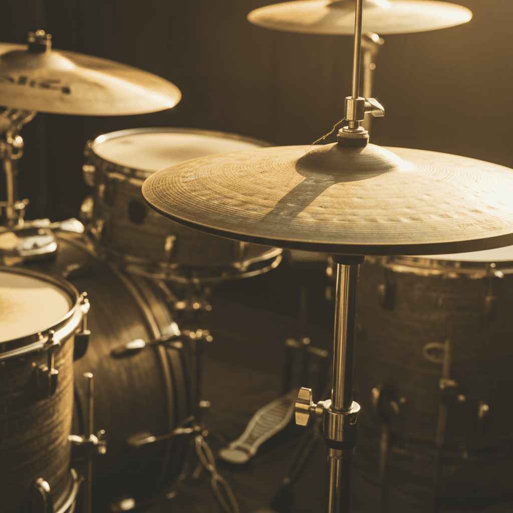 Quality cymbal detail showing professional equipment